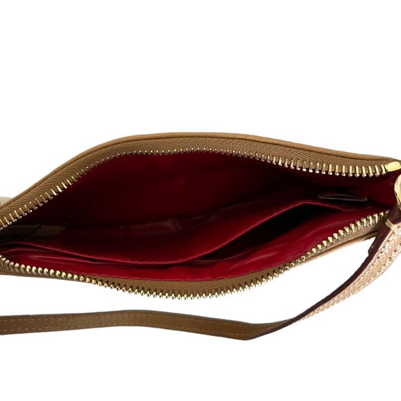 Dooney & Bourke NEW Leather Wristlet In Tan Camel - Picture 9 of 13